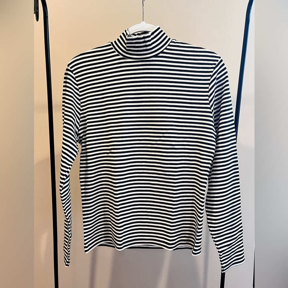 Ann Taylor Striped Long Sleeve turtleneck Top woman’s size Large NWT